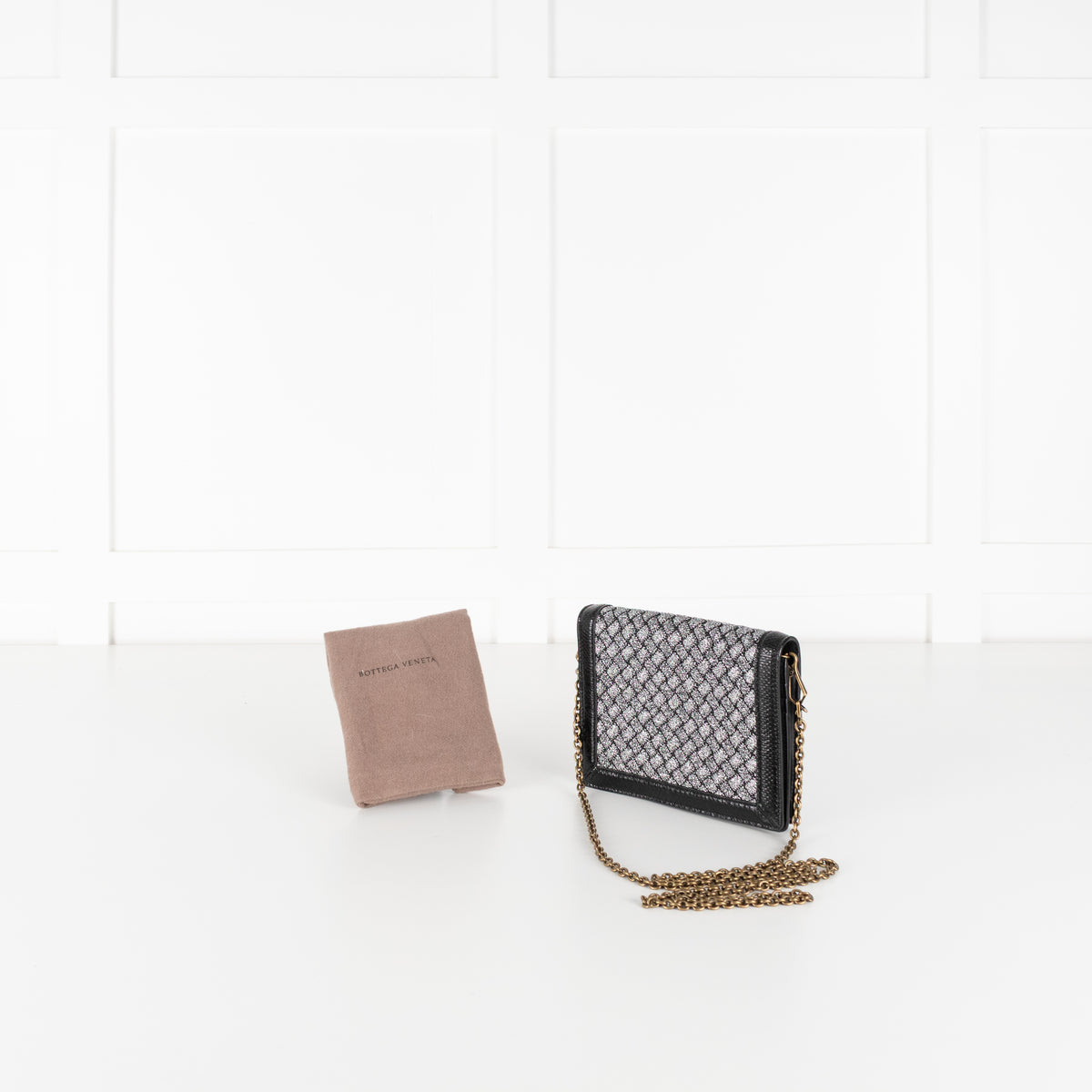 Bottega Veneta Intrecciato Knit Lurex Montebello Mini Chain Shoulder