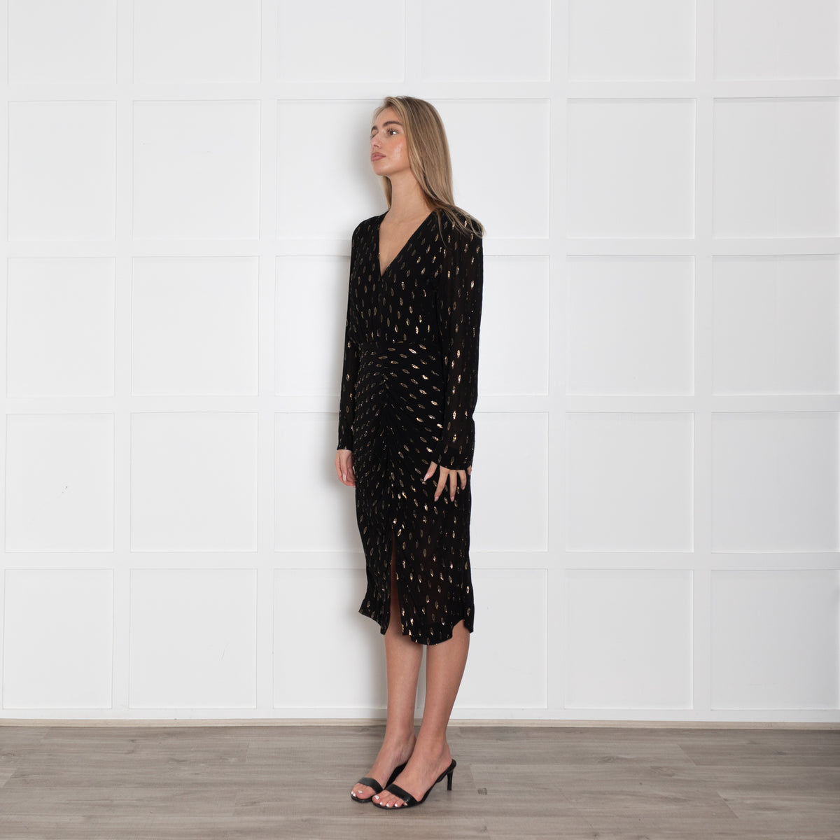 Second Female Black Gold Leaf Long Chavella Dress