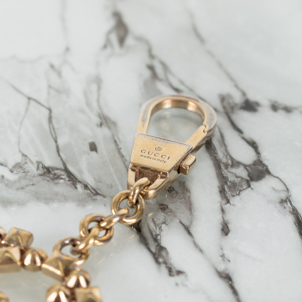 Gucci Gold Studded Interlocking G Keyring