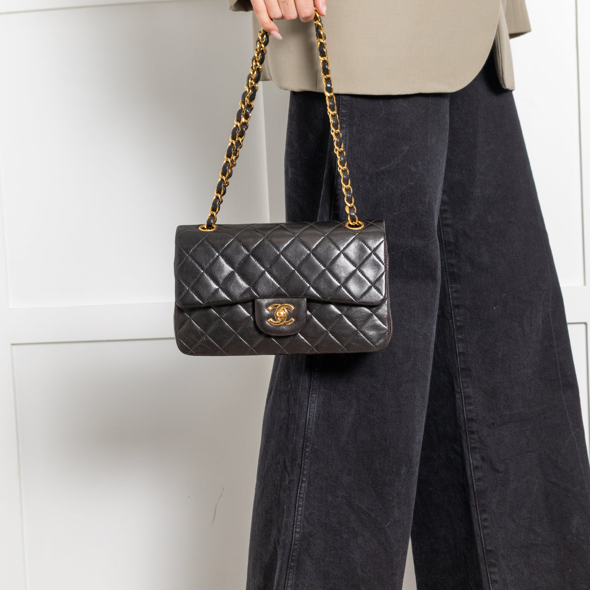 Chanel Small Black Lambskin Vintage Classic Flap Bag