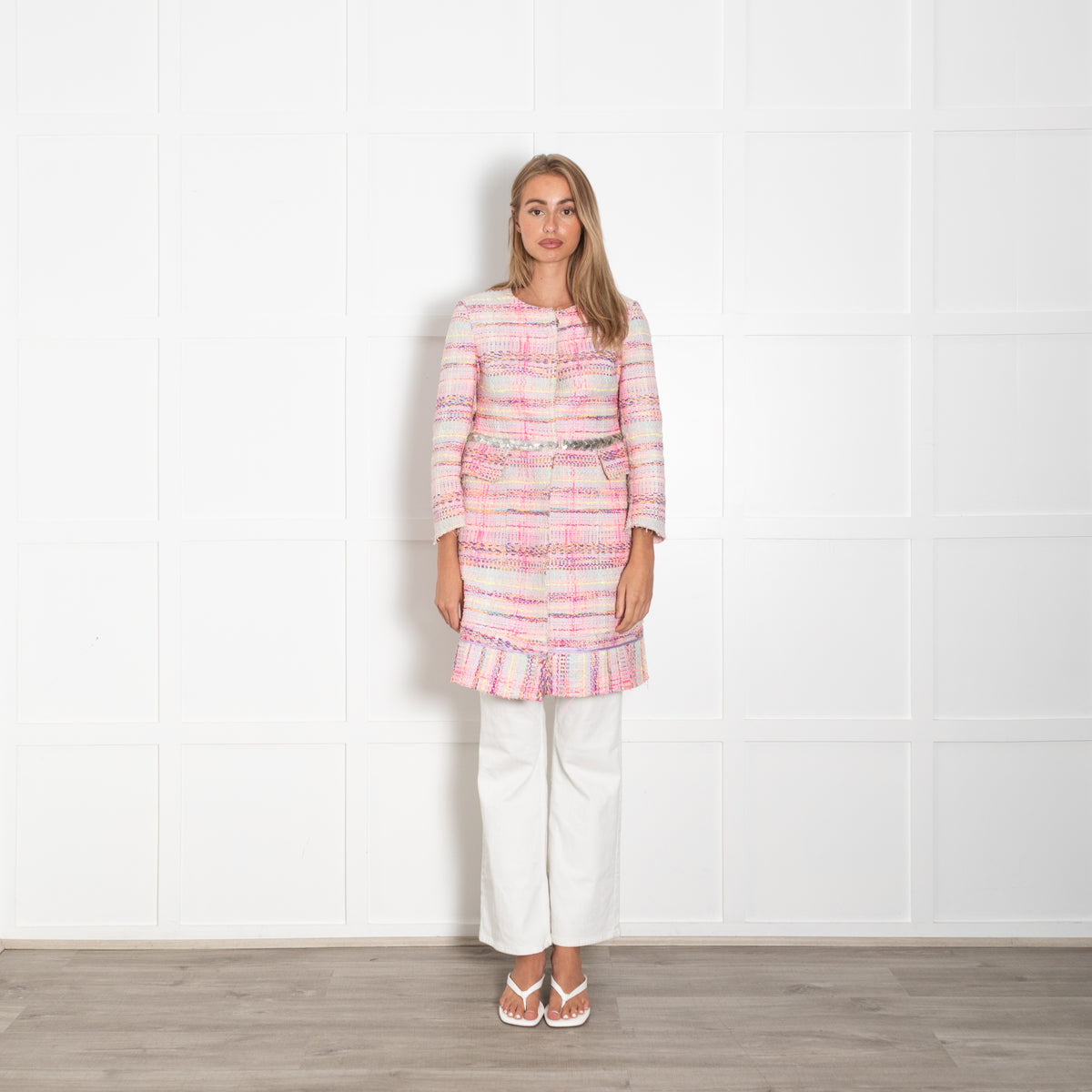 Giada Benincasa Pink Boucle Jacket with Silver Sequin Waist