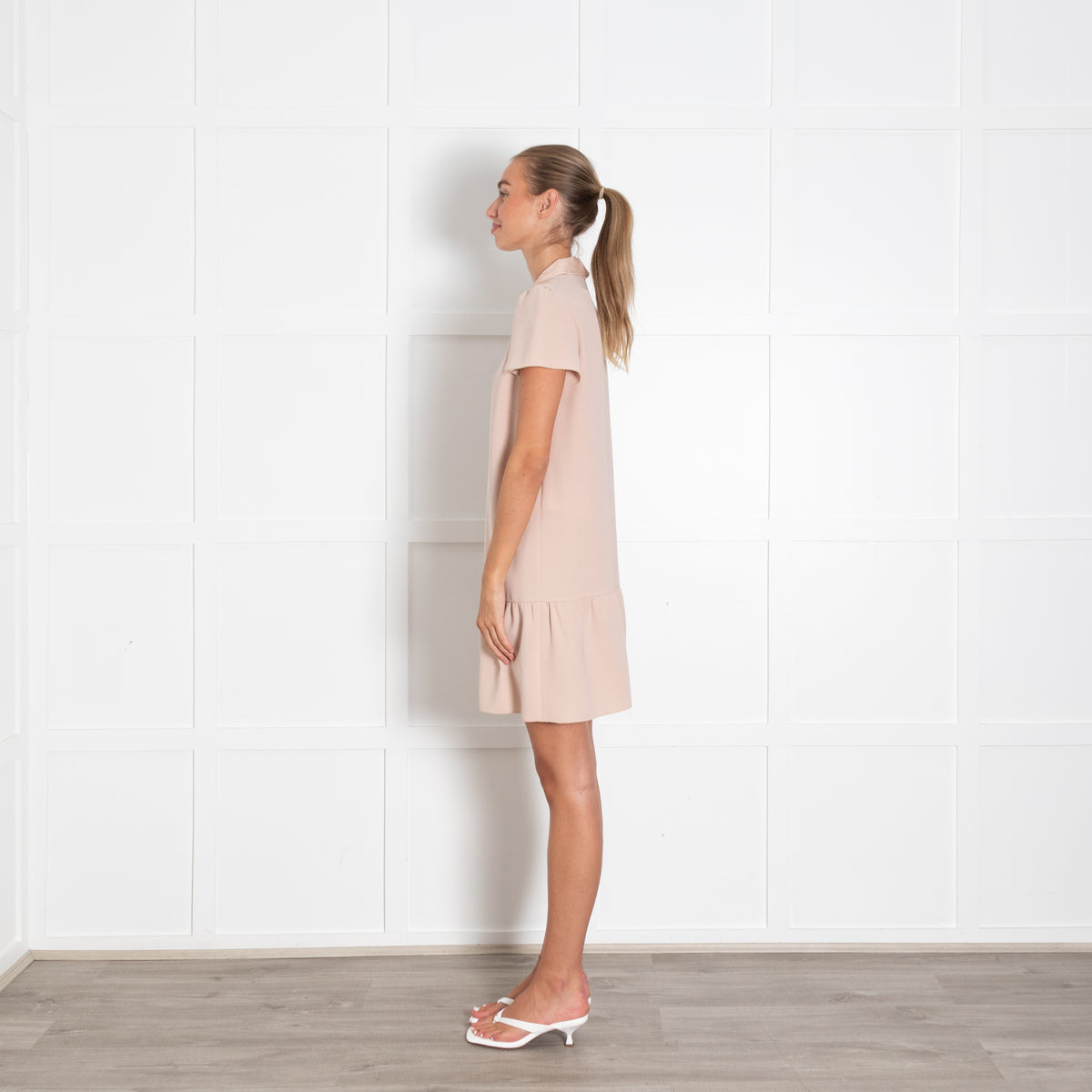 Red Valentino Dusty Pink Embellished Collar Mini Dress