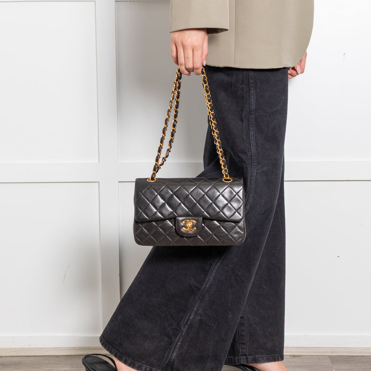 Chanel Small Black Lambskin Vintage Classic Flap Bag