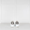 Alexander McQueen White Leather Trainers with Gunmetal Heel Tab
