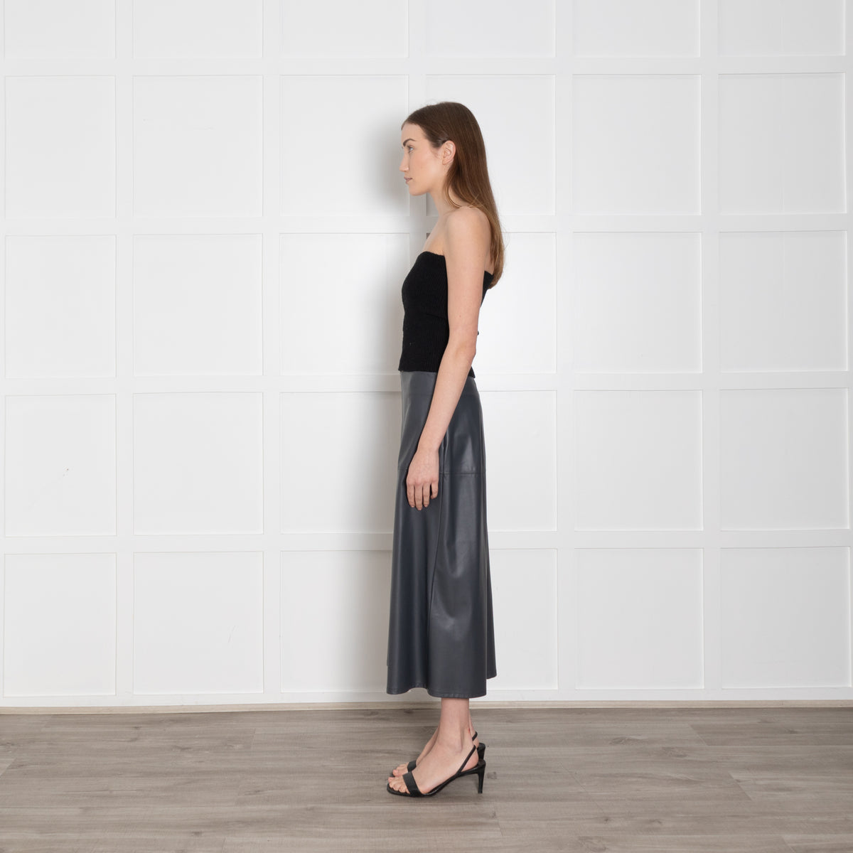 Max Mara Leisure Grey Faux Leather A Line skirt