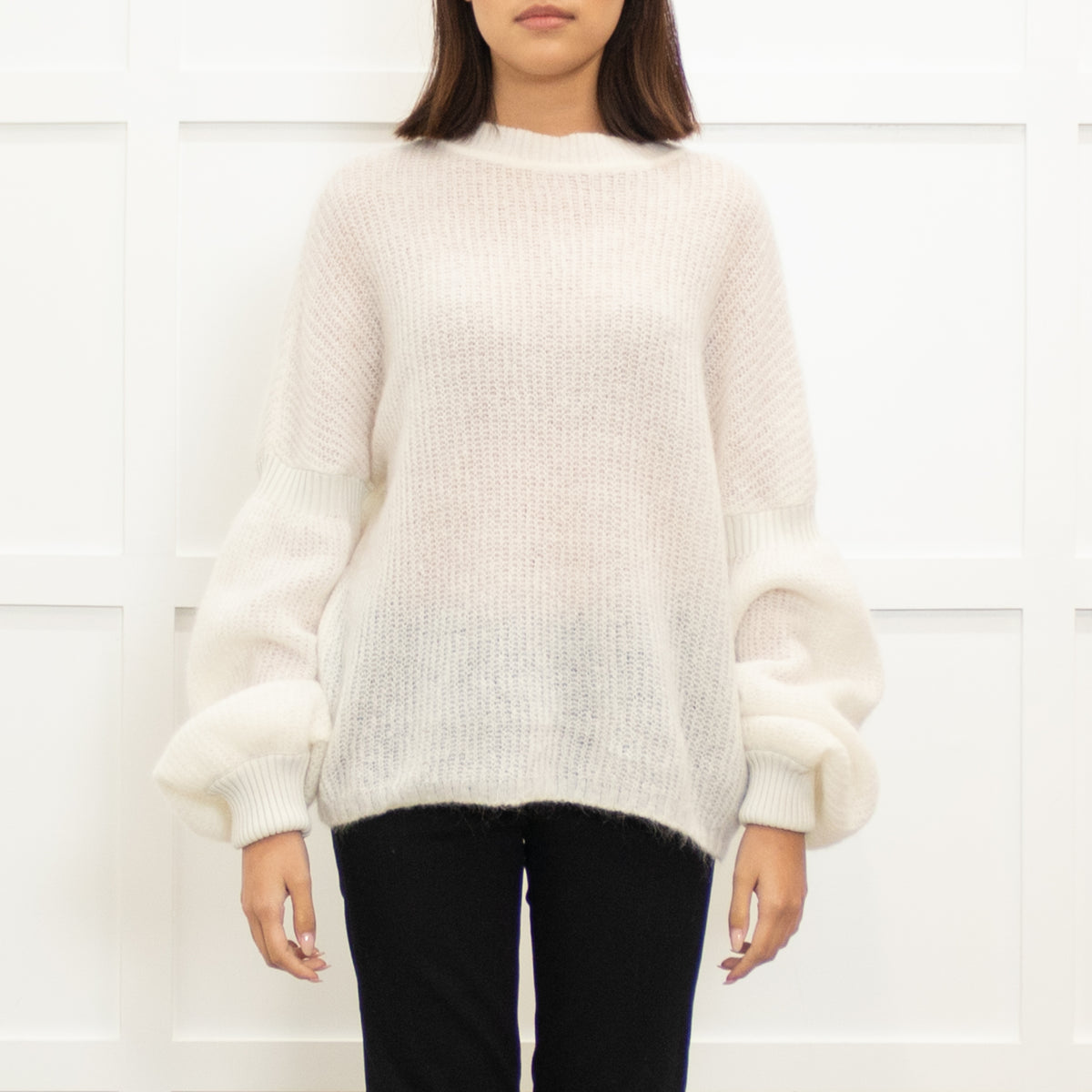 Sarah Pacini Cream Mohair Roundneck Jumper