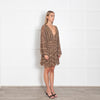 Free People Brown Pearl and Bead Mini Dress