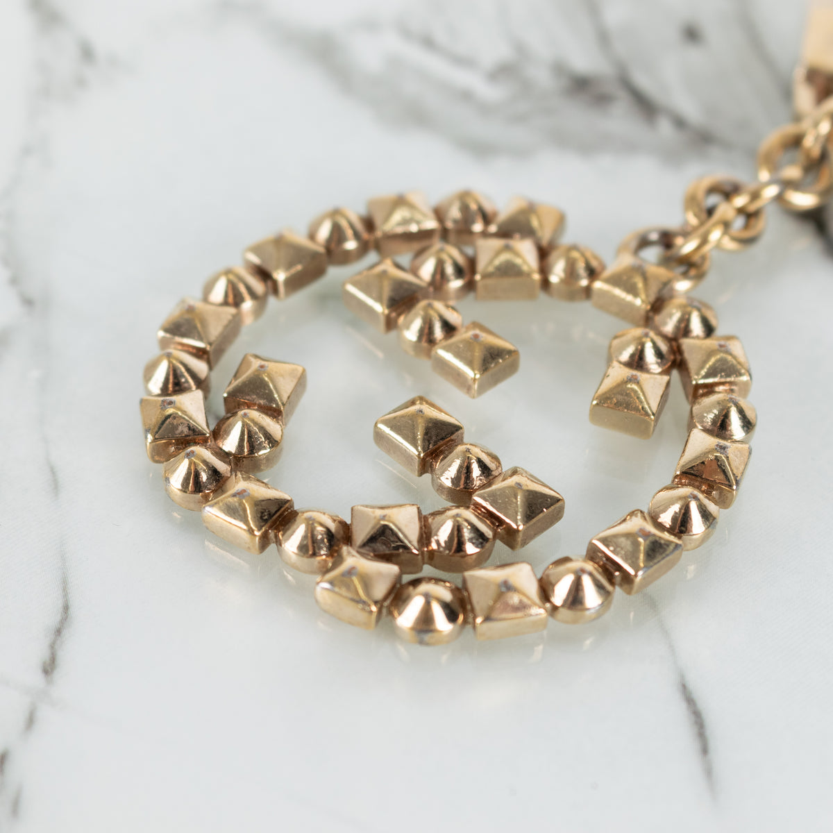 Gucci Gold Studded Interlocking G Keyring