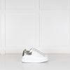 Alexander McQueen White Leather Trainers with Gunmetal Heel Tab