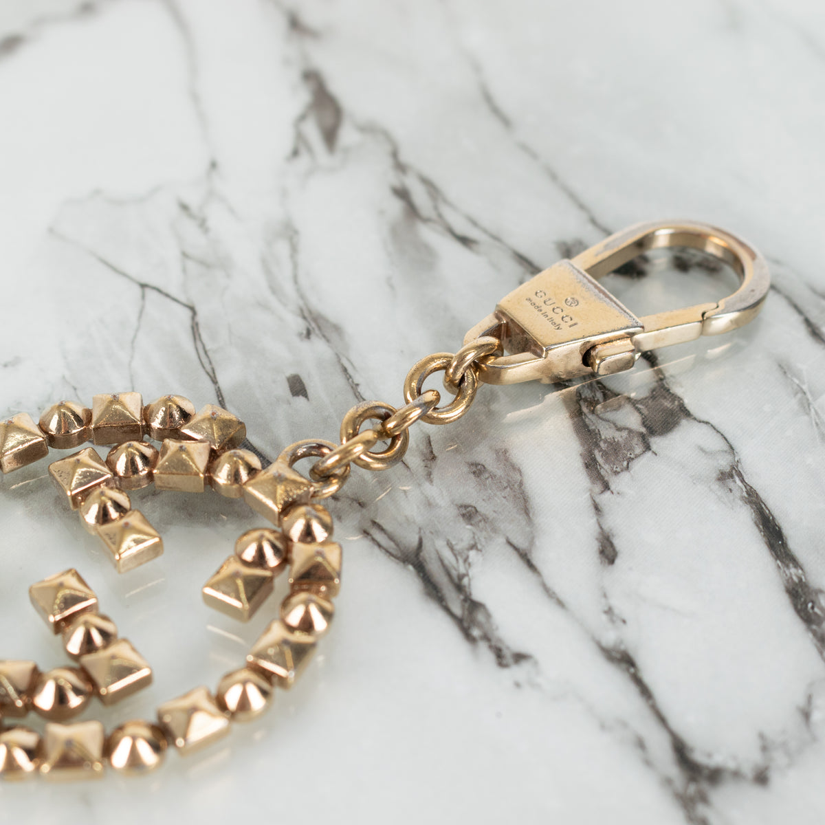 Gucci Gold Studded Interlocking G Keyring