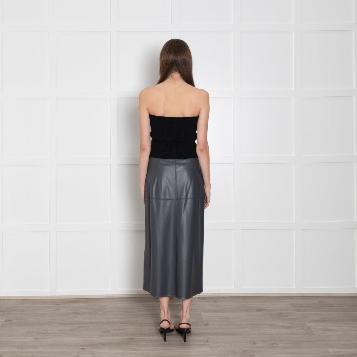 Max Mara Leisure Grey Faux Leather A Line skirt