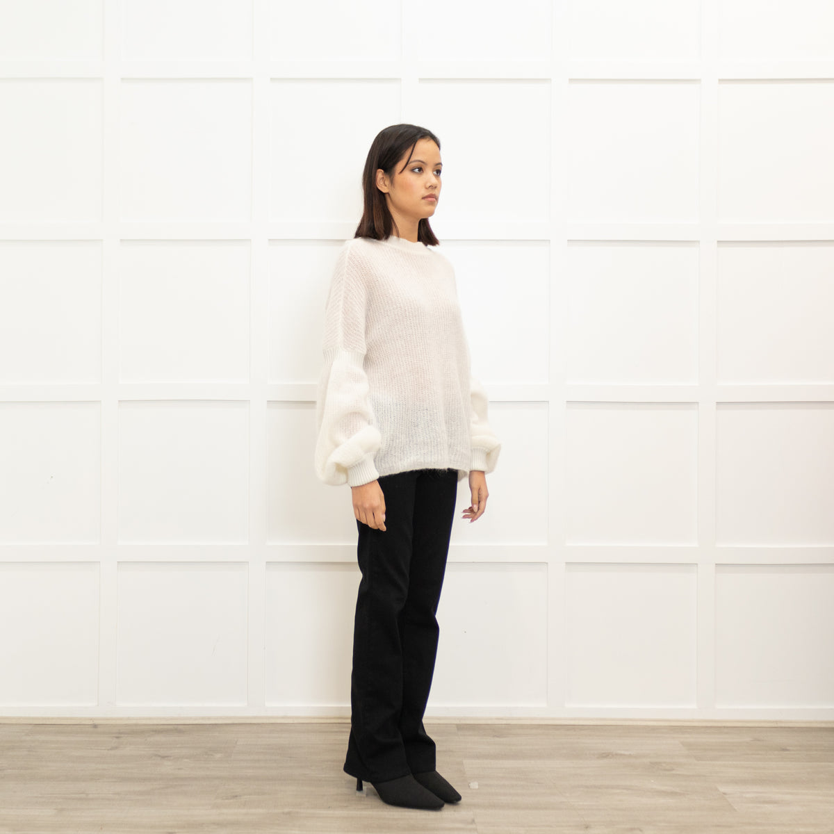 Sarah Pacini Cream Mohair Roundneck Jumper