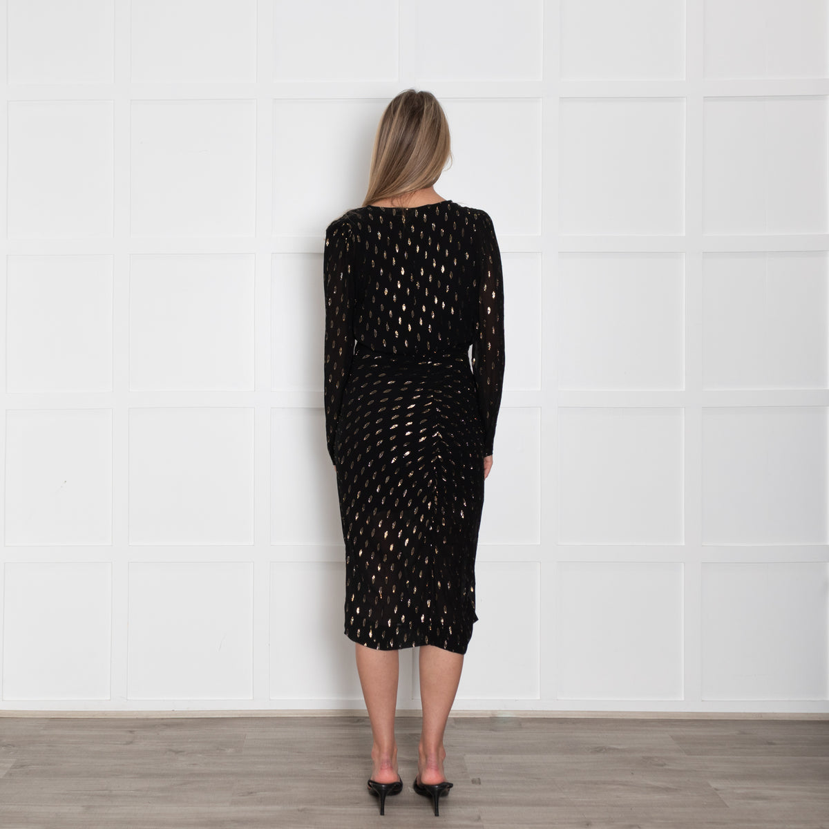 Second Female Black Gold Leaf Long Chavella Dress