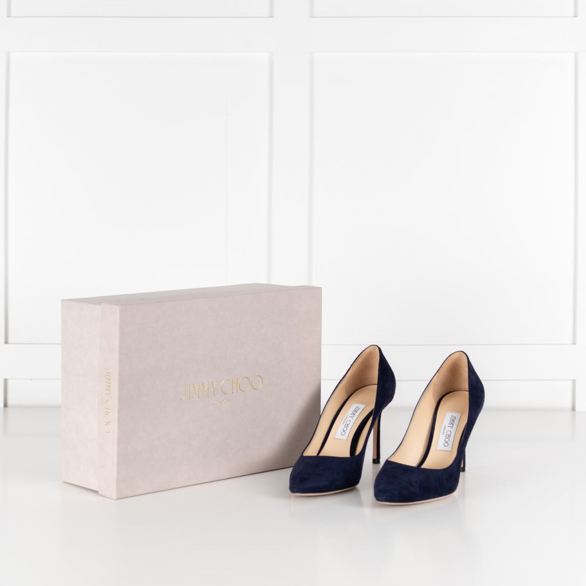 Jimmy Choo Navy Suede Heeled Shoes