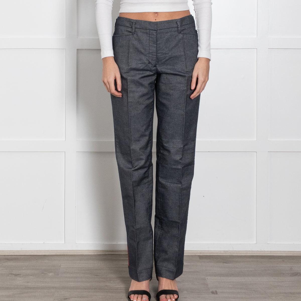 Prada Sport Blue White Mélange Cotton Trousers