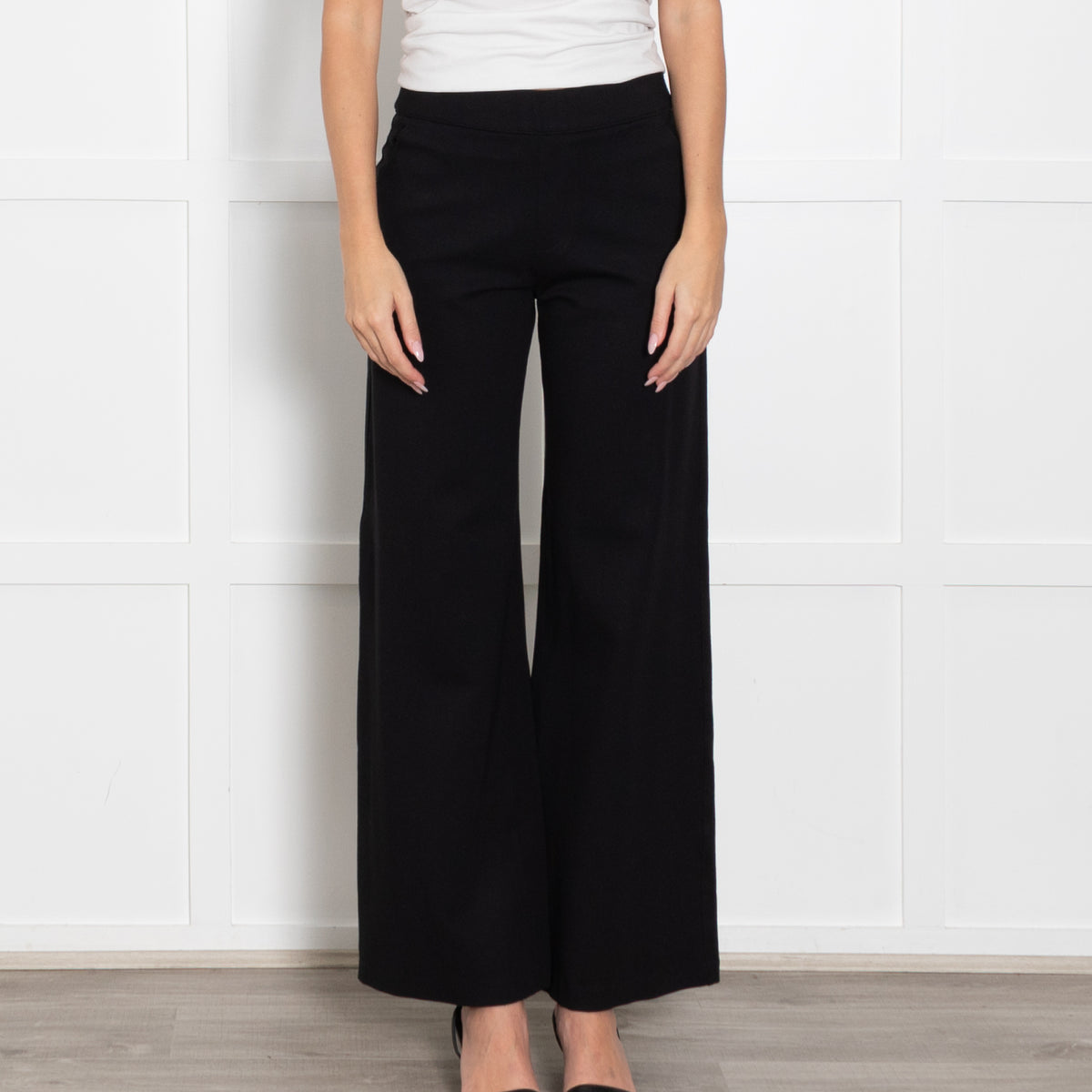 Spanx Black Flared Elasticated Waist Trousers