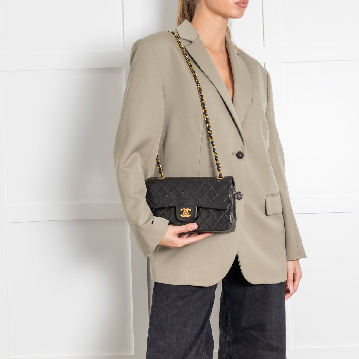 Chanel Small Black Lambskin Vintage Classic Flap Bag