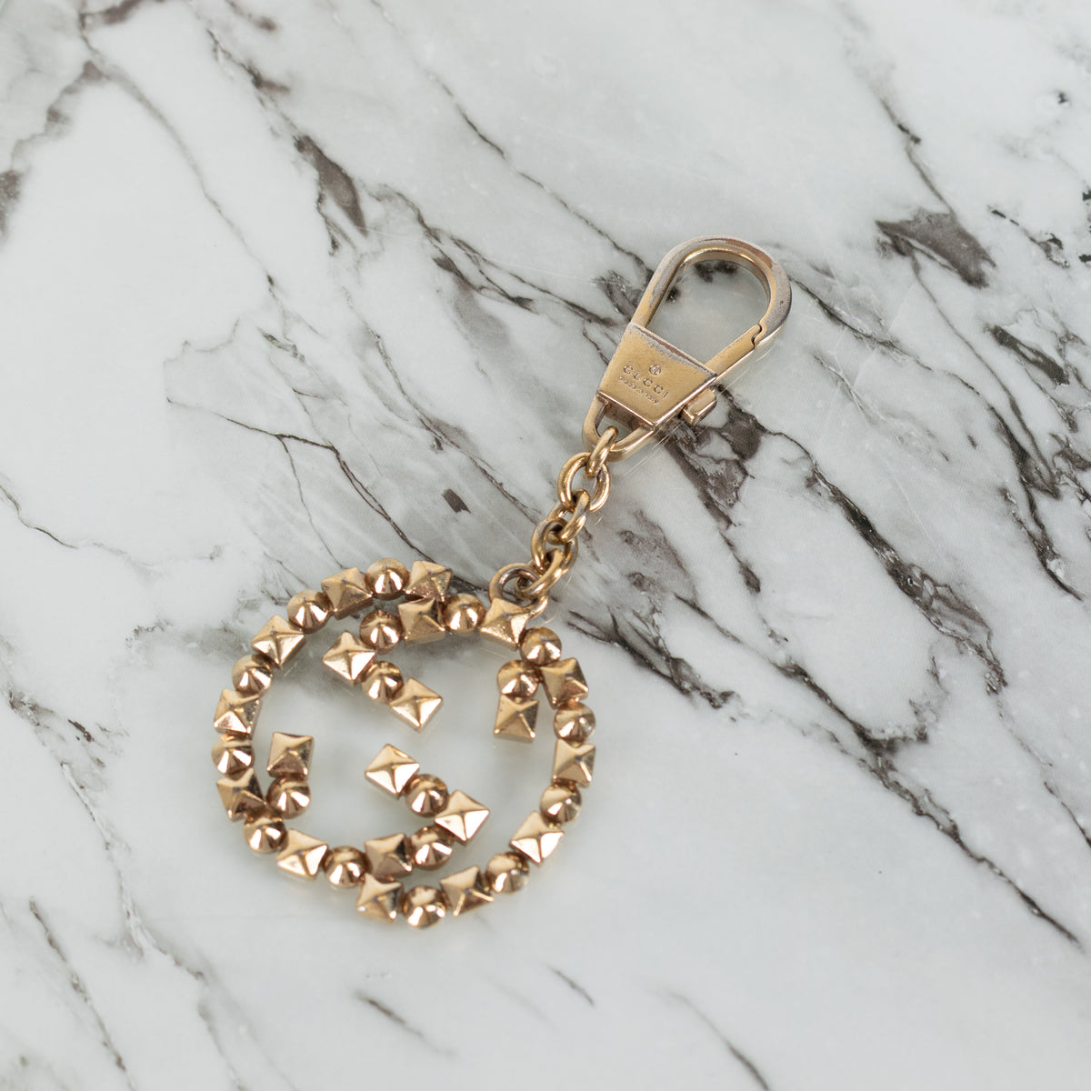 Gucci Gold Studded Interlocking G Keyring