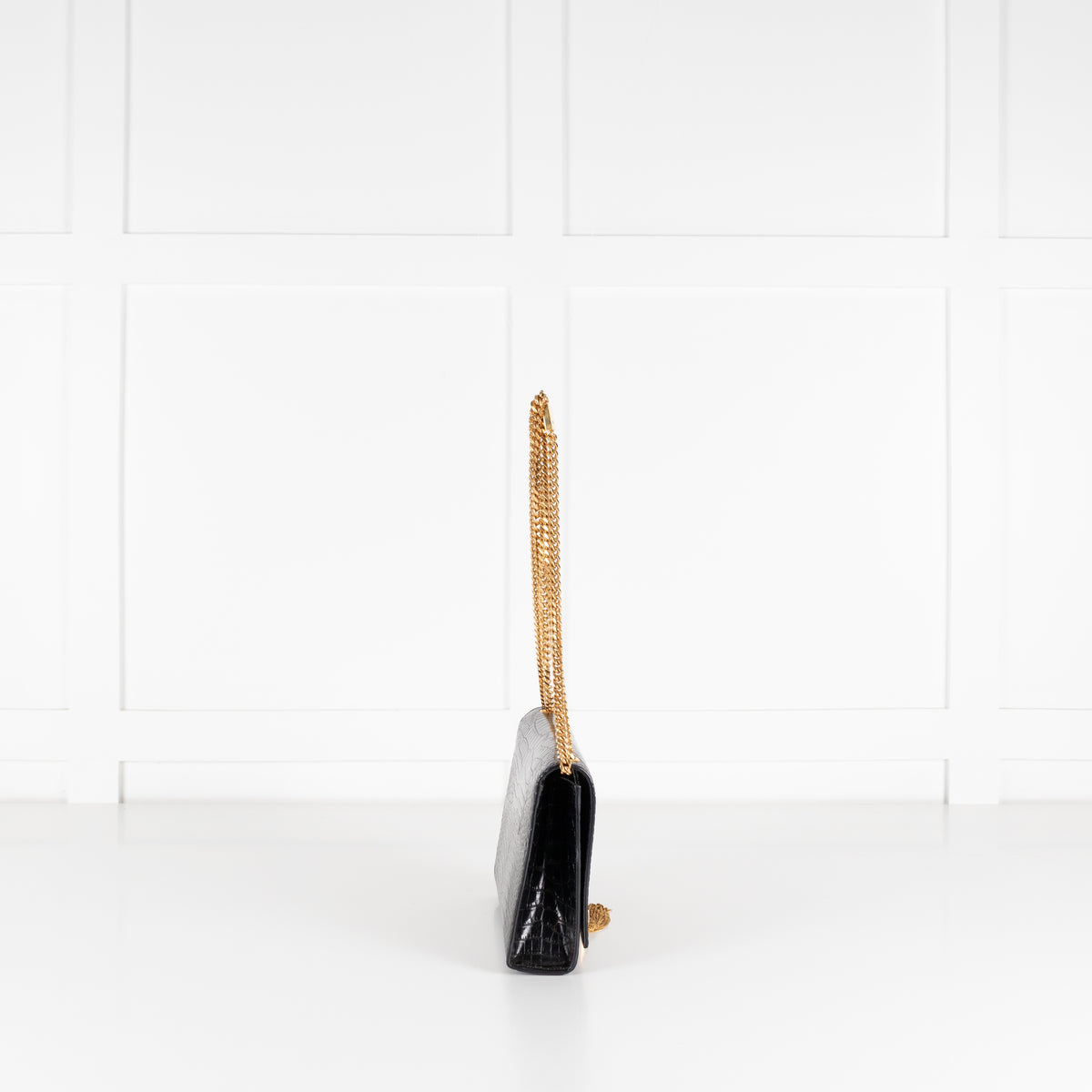 Saint Laurent Brown Croc Effect Shoulder Bag
