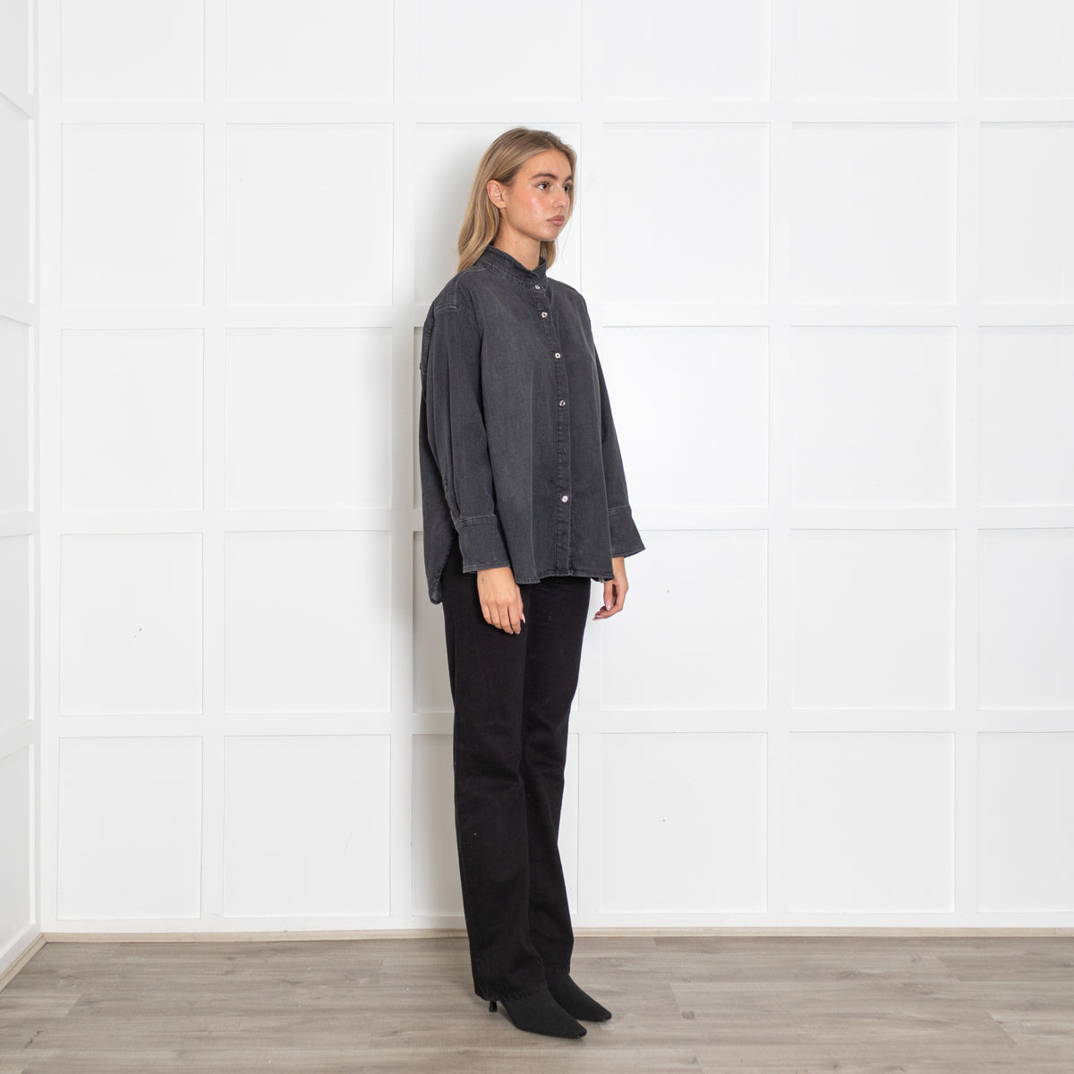 Henry Christ Grey Stretch Denim Shirt