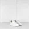 Alexander McQueen White Leather Trainers with Gunmetal Heel Tab