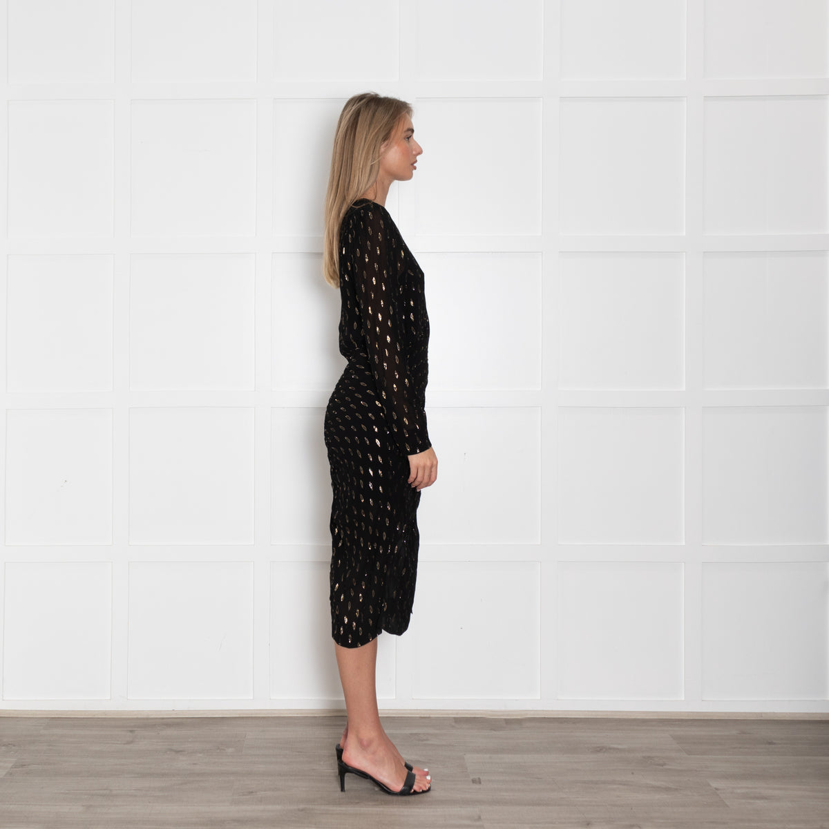 Second Female Black Gold Leaf Long Chavella Dress