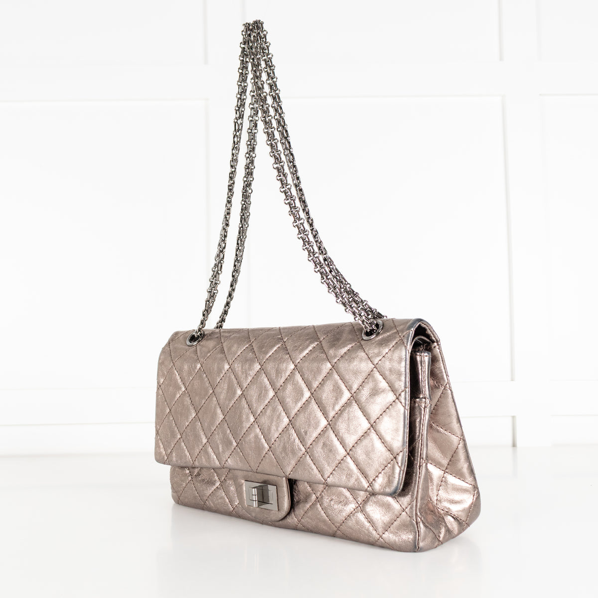Chanel 2.55 Reissue 227 Large Metallic Bronze Quilted Leather Shoulder Bag