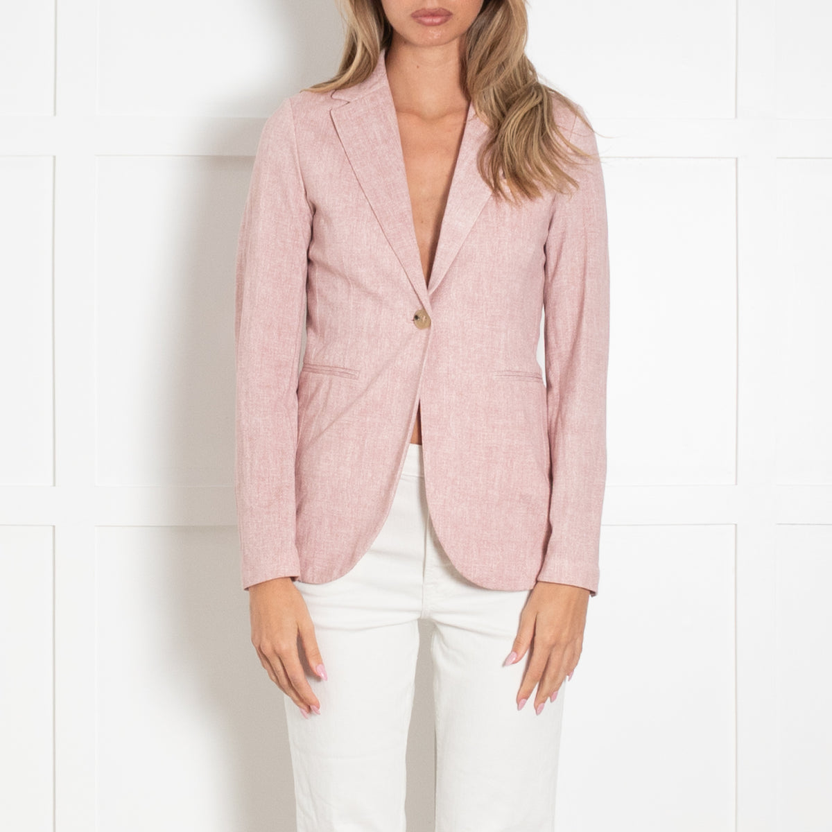 Circolo 1901 Pink Herringbone Blazer Jacket