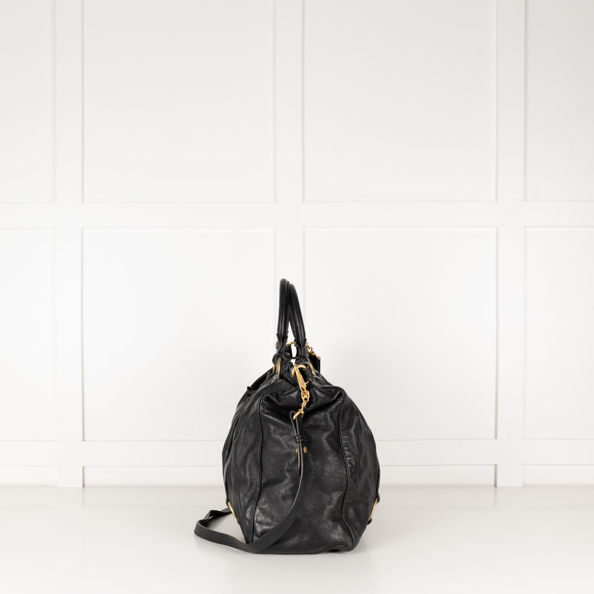 Miu Miu Black Vitello Tote  Bag