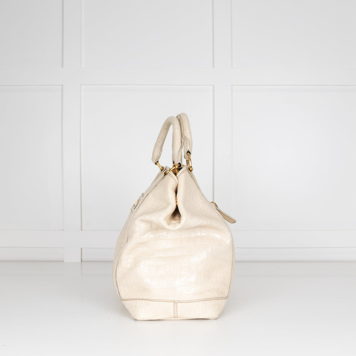 Miu Miu Cream Croc Embossed Bag