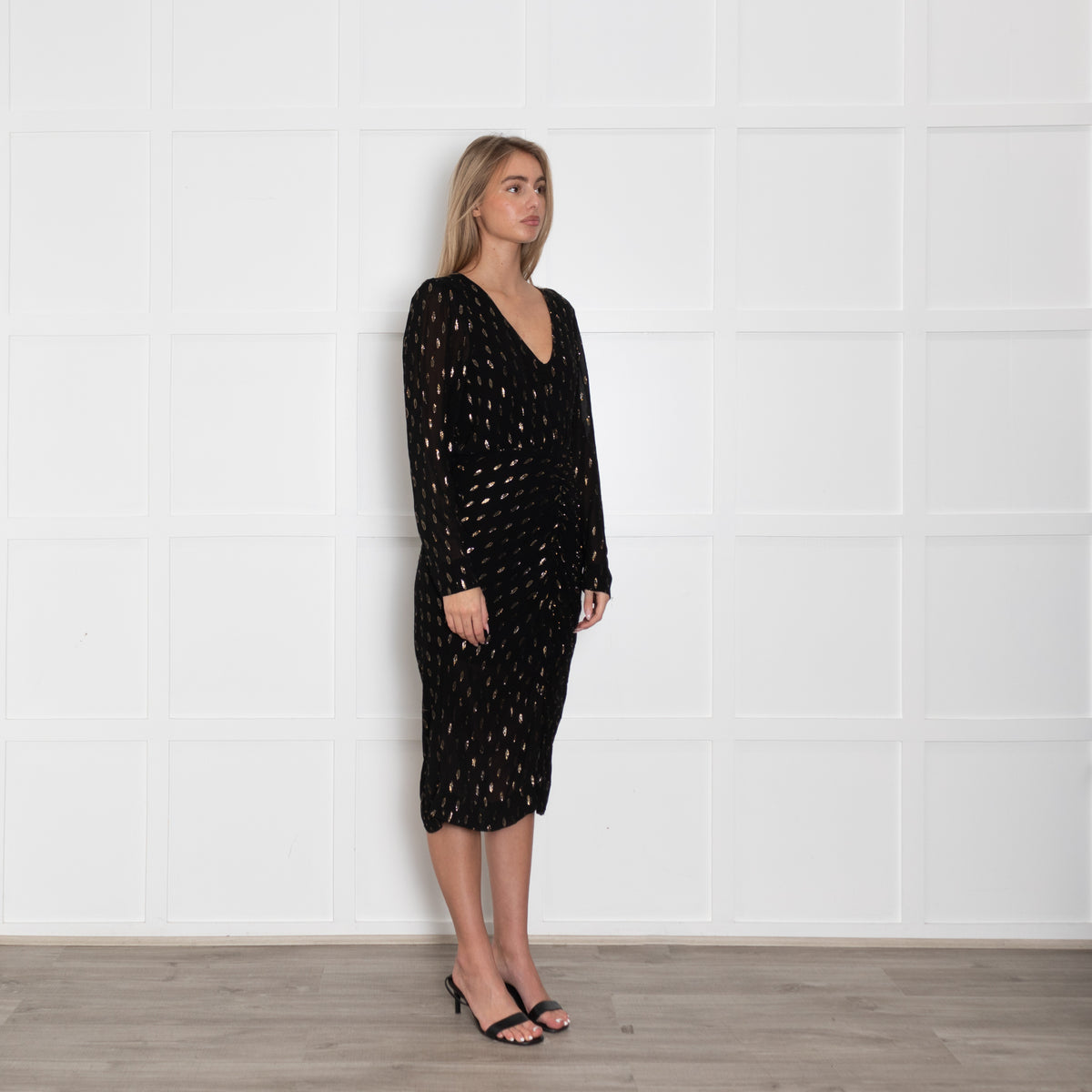 Second Female Black Gold Leaf Long Chavella Dress