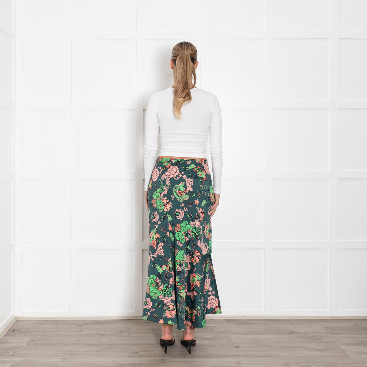 ME + Em Green And Pink Paisley Pattern Skirt