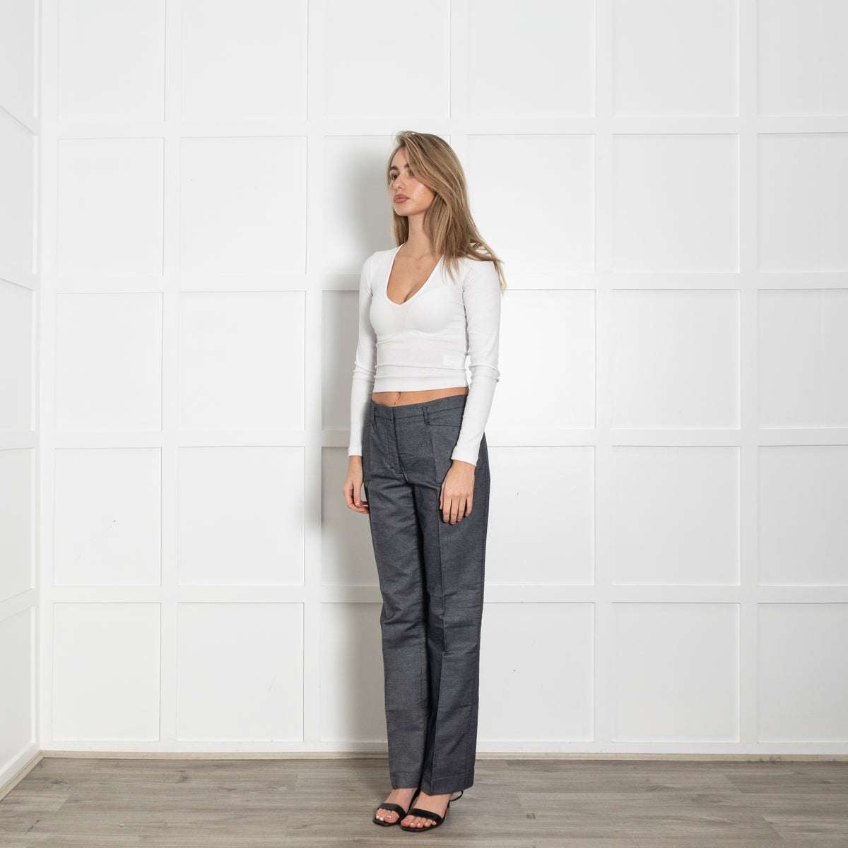 Prada Sport Blue White Mélange Cotton Trousers