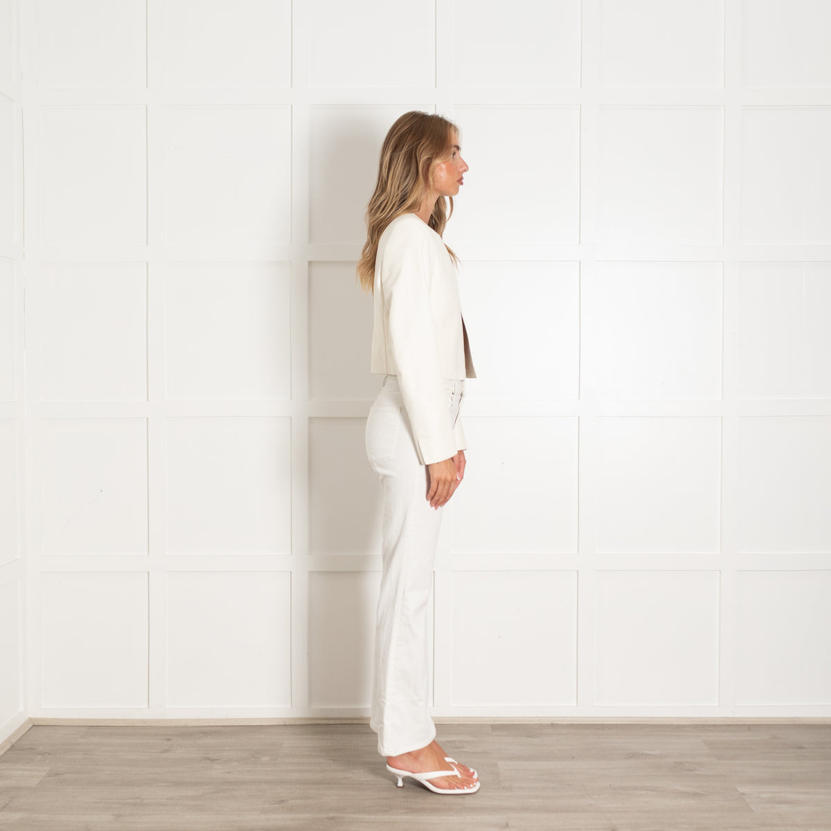 Akris Cream Leather Short Jacket