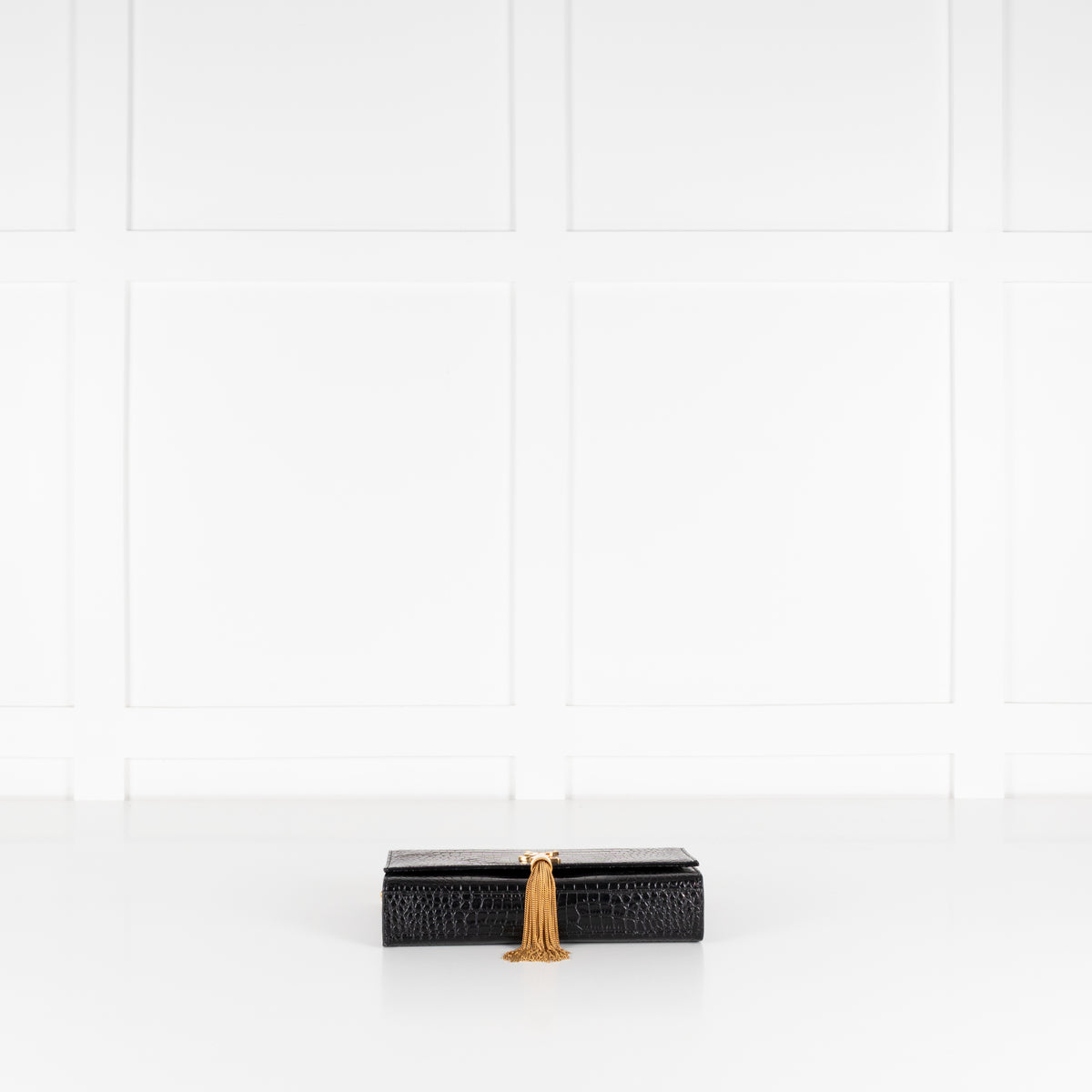 Saint Laurent Brown Croc Effect Shoulder Bag