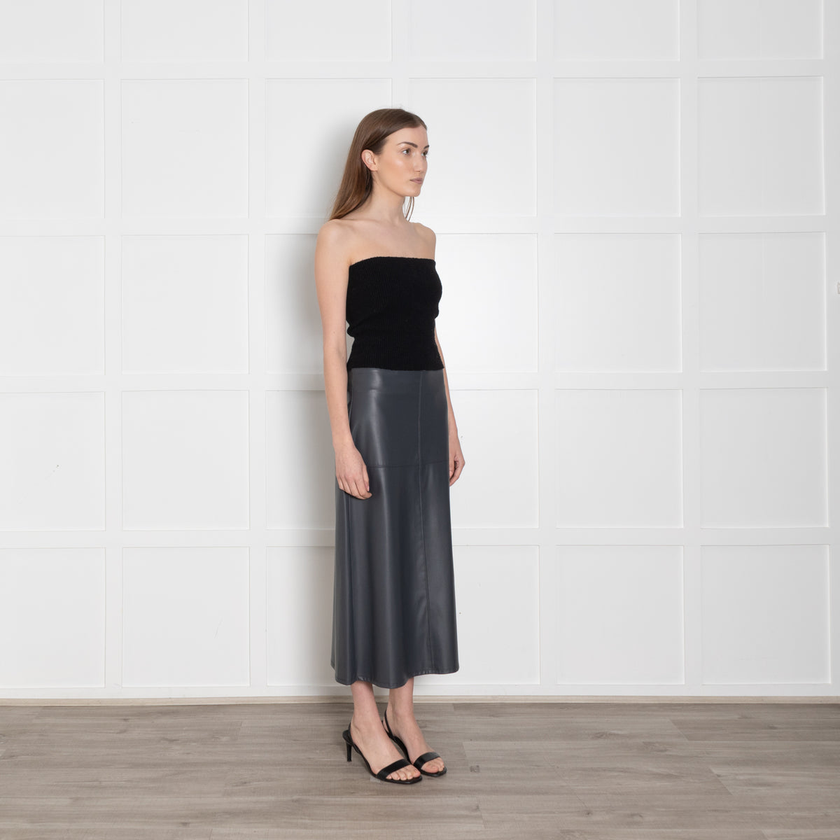 Max Mara Leisure Grey Faux Leather A Line skirt
