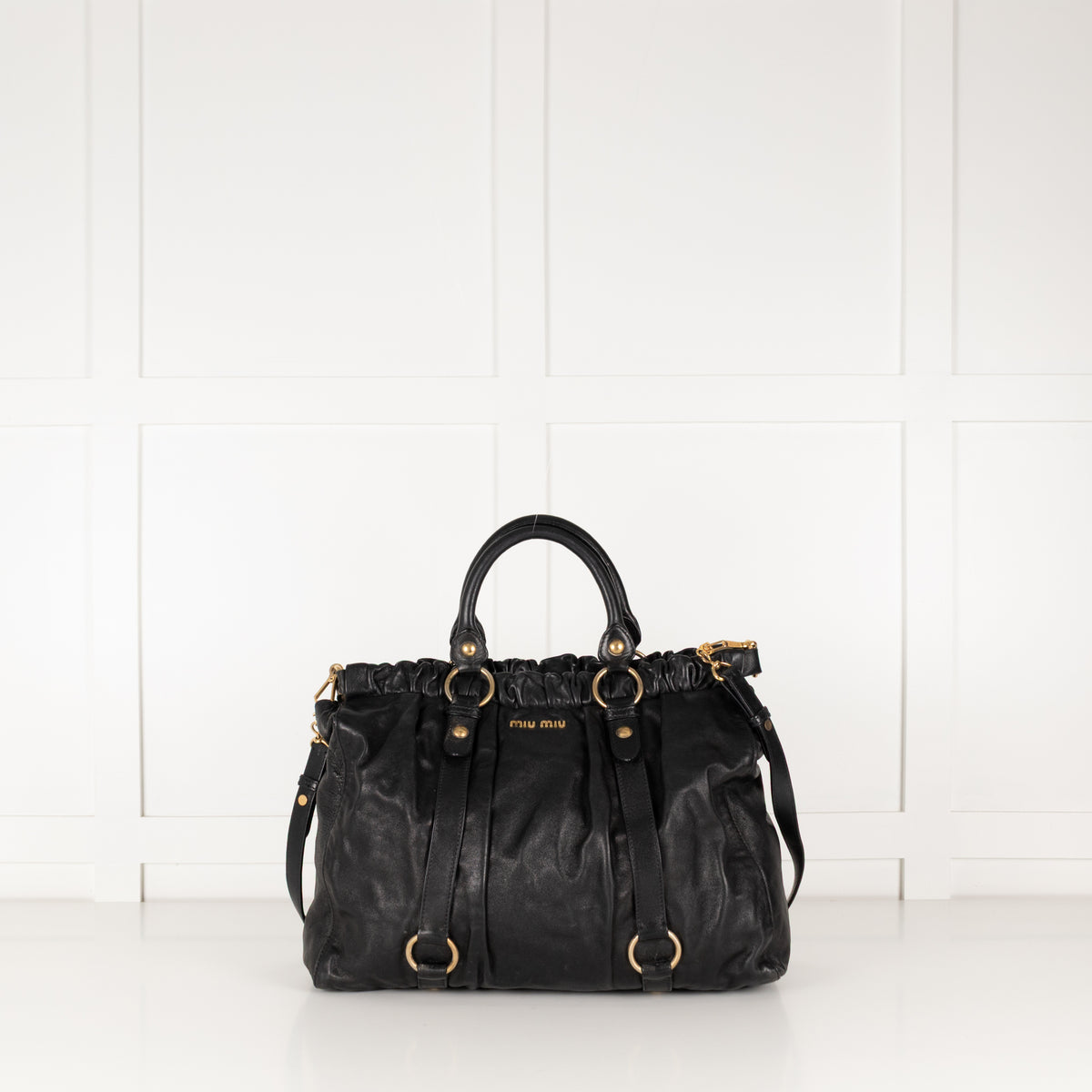 Miu Miu Black Vitello Tote  Bag