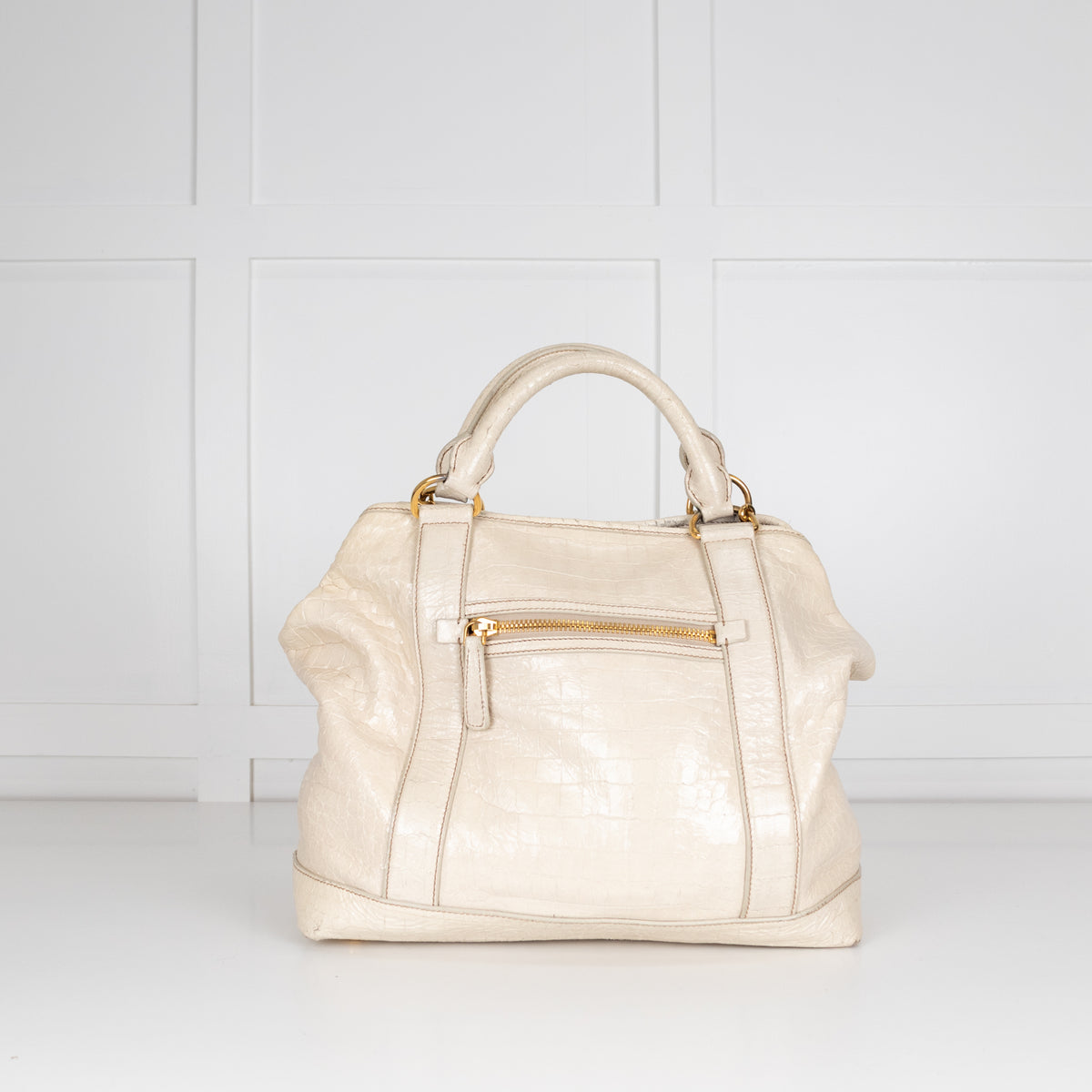 Miu Miu Cream Croc Embossed Bag