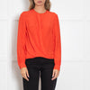 Rag & Bone Red Draped Long Sleeve Blouse