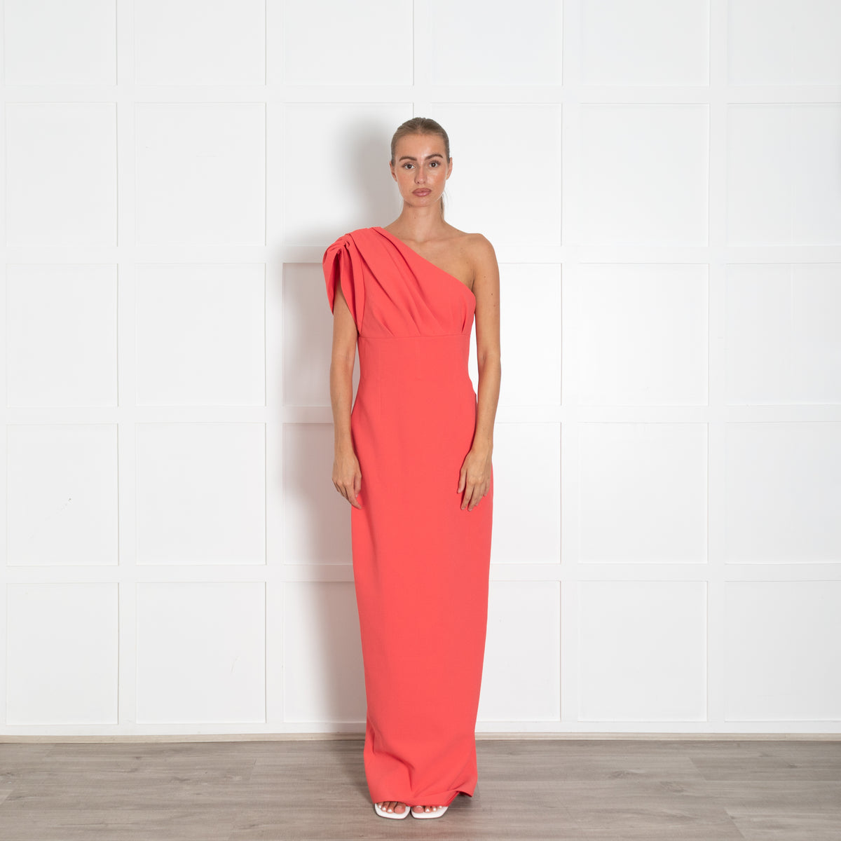 Rachel Gilbert Orange One Shoulder Long Gown