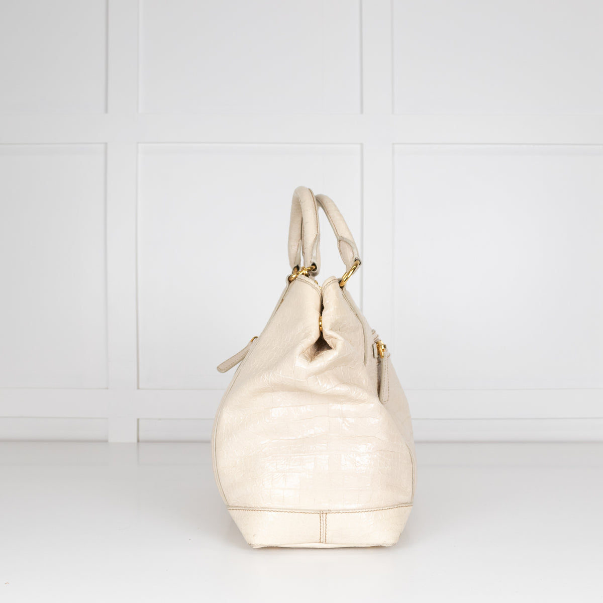 Miu Miu Cream Croc Embossed Bag