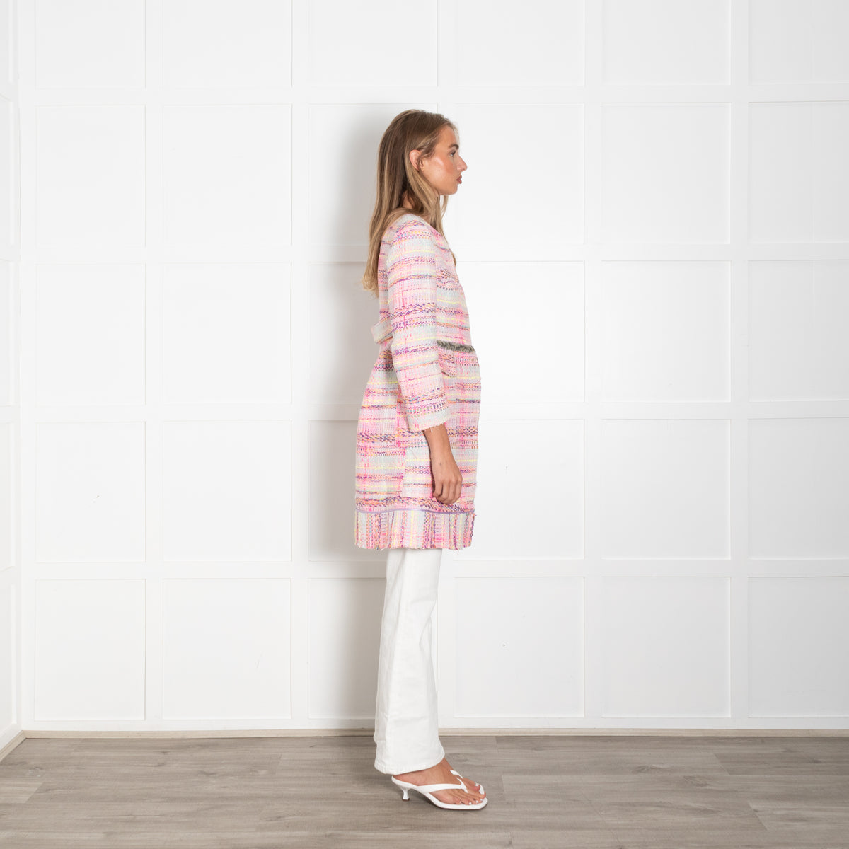 Giada Benincasa Pink Boucle Jacket with Silver Sequin Waist