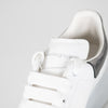 Alexander McQueen White Leather Trainers with Gunmetal Heel Tab