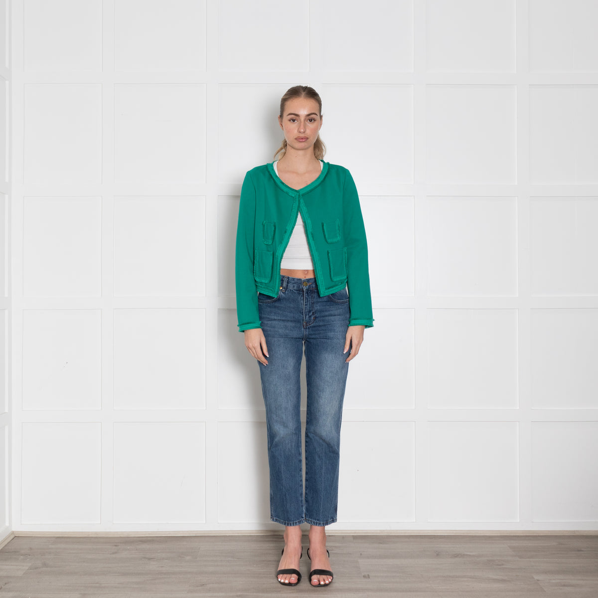 Dorothee Schumacher Green Raw Edge Detail Jacket