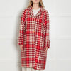 Escada Cream Burgundy Large Hound Tooth Weave Wool Blend Coat