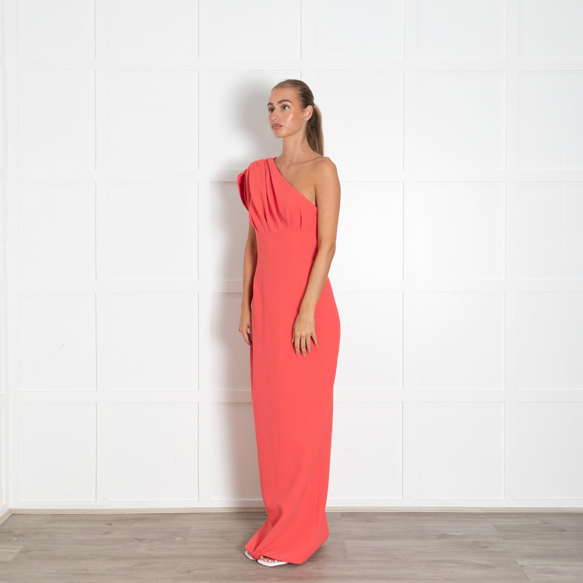 Rachel Gilbert Orange One Shoulder Long Gown