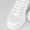 Alexander McQueen White Leather Trainers with Gunmetal Heel Tab