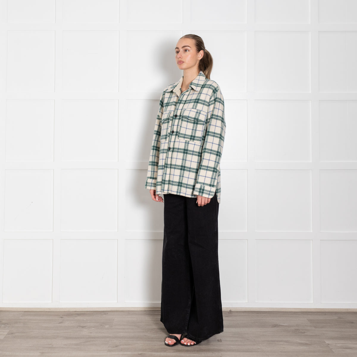 Isabel Marant Etoile Cream Green Check Wool Shirt