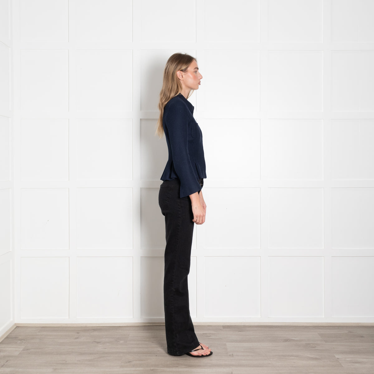 CH Carolina Herrera Navy Textured Short Jacket