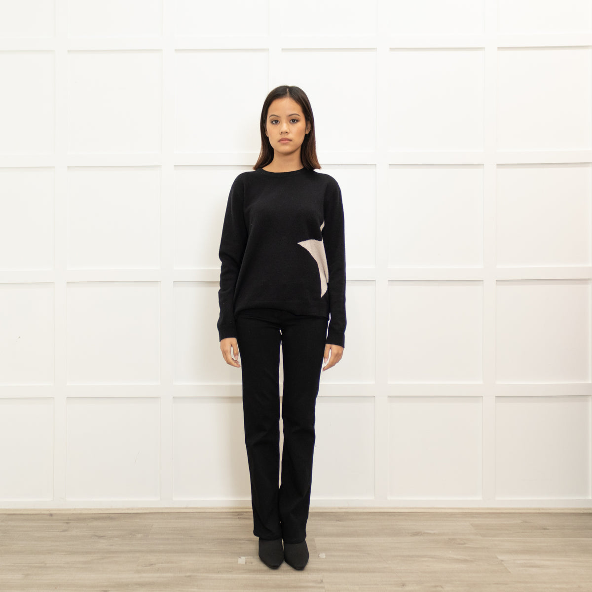 Cocoa Black Cashmere Jumper With White Star